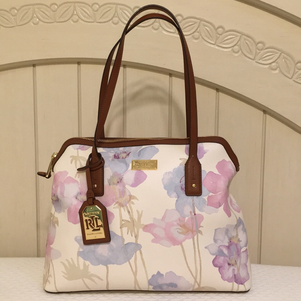 NWT Lauren Ralph Lauren Whitley Dome Satchel Tea R